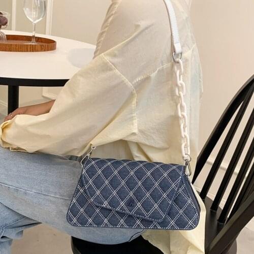 Casual Women Denim Handbags Fashion Ladies Chain Shoulder Bag Fashion Female Crossbody Bags for Women Small Travel Messenger Bag