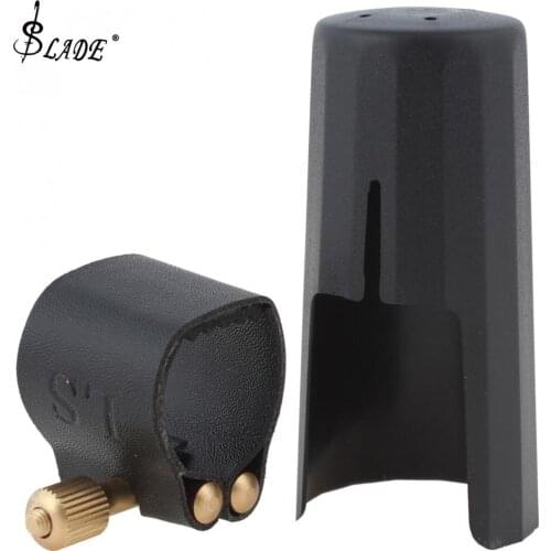 Practical Black Alto Saxophone Mouthpiece Cap & Leather Clip
