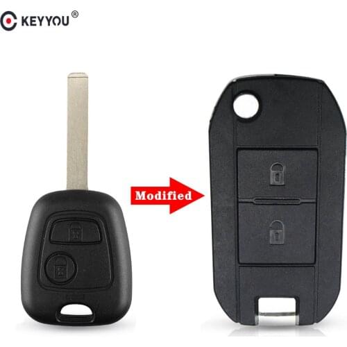 KEYYOU Modified 2 Buttons Remote Key Shell Case Flip For Citroen C1 C2 C3 C4 C5 C8 Xsara For Peugeot 307 107 207 407 VA2 Blade