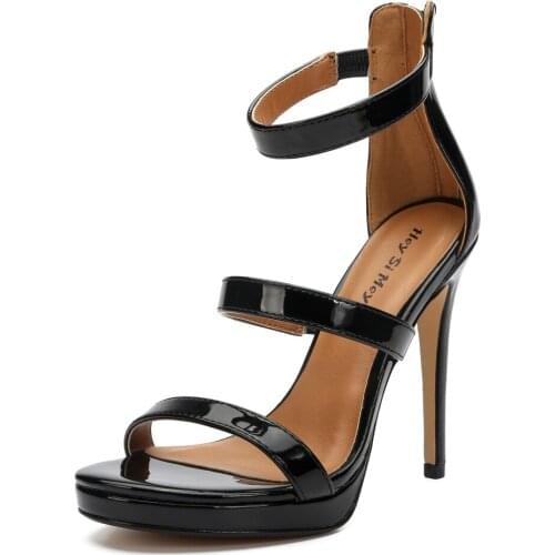 Plus Size 48 Ankle Strap High heel Sandals Women Sexy Summer Heeled Sandal Female Open toe Party Wedding Fetish shoes Lady