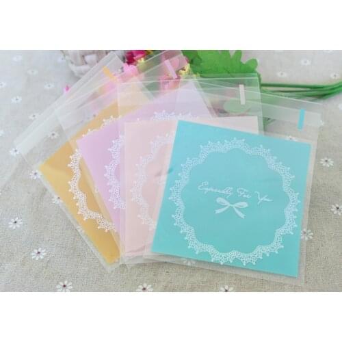Small Plastic bags,100pcs/lot,cookie packaging bags,cupcake wrapper self adhesive bags 4colors 7x7+3cm gift bag