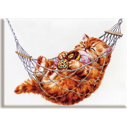 Diy,Needlework,kits,Full Embroidery,Home decor,Cat,Animals ,White canvas,Dmc,Cross-stitch