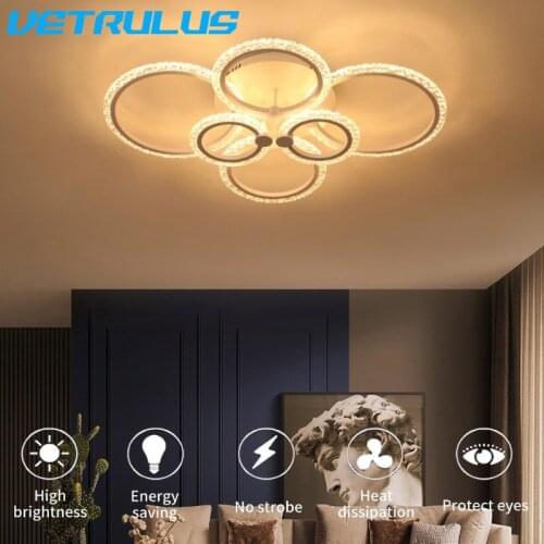 Modern LED Ceiling Chandelier Lights Remote Led Acrylic Rings Chandeliers Plafon for Living Room Lighting Fixtures Ceiling Lamp