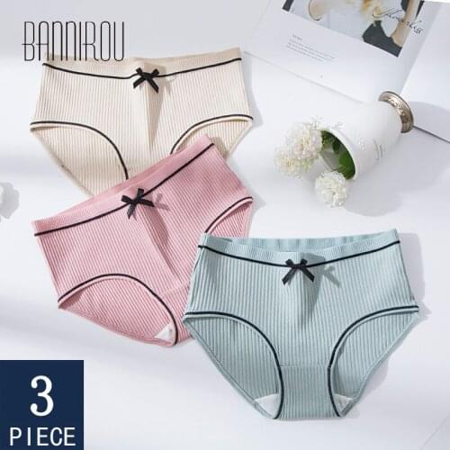 BANNIROU 3 Pcs Woman Panties Cotton Female Underwear For Women Soft Briefs Womens Panties High Quality New Sale Free Shipping