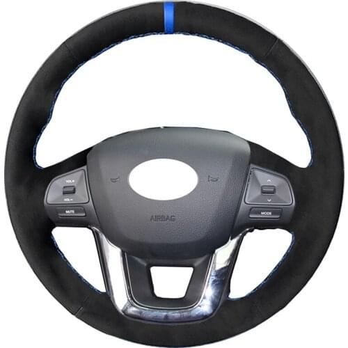 Alcantara Material Suede Leather Car Steering Wheel Cover for Kia K2 Rio 2011 2012 2013