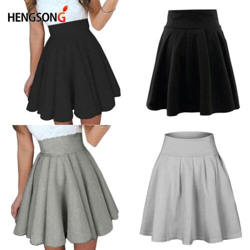 Sweet Women High Waist Pleated Skirt School Uniform Skirts Black Grey Color Dance Falda Femininas Girls Clothing