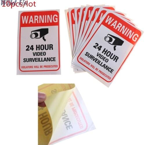 1/2/5/10Pcs/lot Wall Sticker 24H Video Camera System Warning Sign Wall Decal Surveillance Monitor Decal Public Area Security