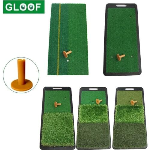 1 Set Hangable Golf Chipping Practice Mat Portable Training Aids Indoor Outdoor Garden Office Hitting Pad with Rubber Tee