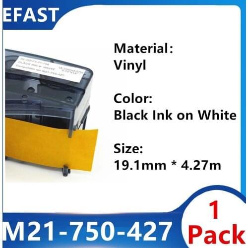 1 Pack M21 750 427 Vinyl Label Ribbon Black On White For BMP-21 PLUS Printer Cable Wire Marking Labs Fiber Label
