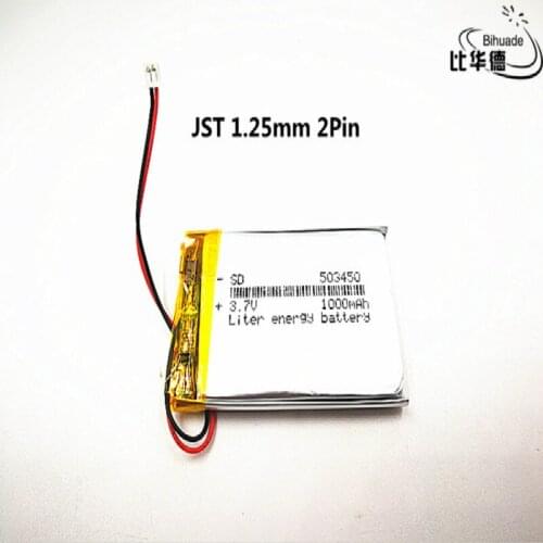 10pcs JST 1.25mm customized Good Qulity 3.7V,1000mAH,503450 Polymer lithium ion / Li-ion battery for TOY,POWER BANK,GPS,mp3,mp4