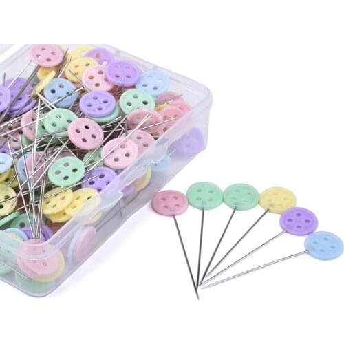 100pcs/Box Dressmaking Pins Flower/Butterfly/Tie/ Button Head Patchwork Needle Pins Positioning Pins Apparel Sewing Accessories