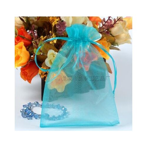 13x18 cm light blue yarn jewelry gift bag sachet pouch for Wedding Label Printing 100 / lot Wholesale