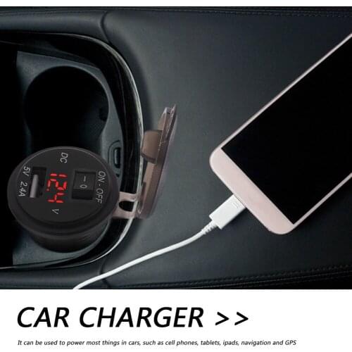 2.4A USB Charger Waterproof Car Truck Boat Motorcycle Socket Adapter LED Display Outdoor Personal Car Parts Decoration