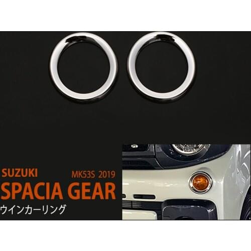 2PCS High Grade SUS304 Car Winker Ring Cover for SUZUKI SPACIA GEAR MK53S Chrome Car Exterior Parts