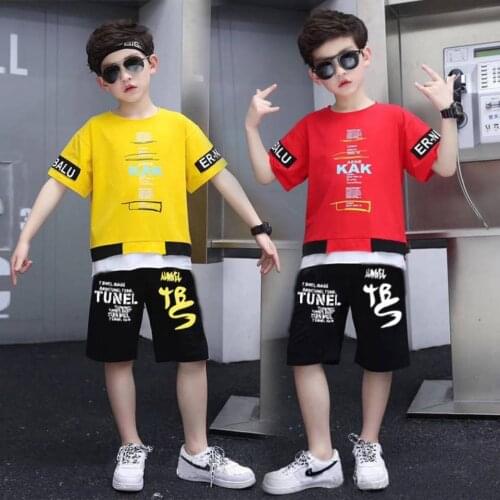 2021 Summer Baby Clothes Children Boy sport letters Trend T-Shirt 2Pcs/sets Toddler Active Clothing Infant Kids Track Suit 3-12Y