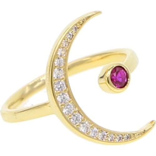 2021 Sapphires Jewelry New moon Bead Rings For Women purple zirconia Ring sailor girl romantic Open ring mujer banquet gift