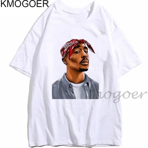 2pac Casual Street Wear Mens Fashion Hiphop Rap Star Tupac Shakur Cool T-shirt Cotton Tee Top Short Sleeve Vintage T Shirt 2021