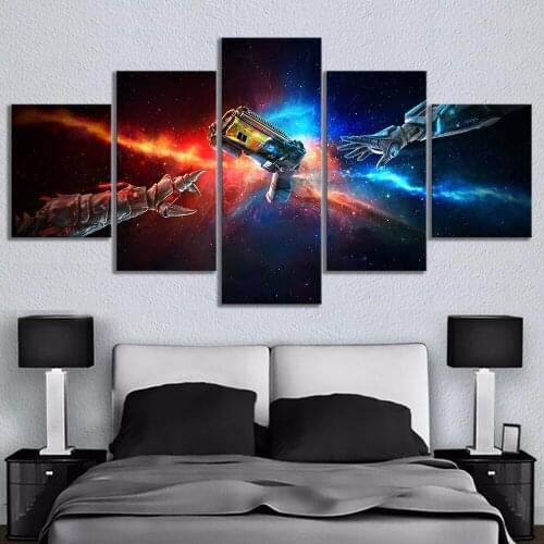 5 Panels Arcade VR Space Shooting Game Space Junkies Poster Art Cavnas Paintings Fantasy Wall Art for Home Decor