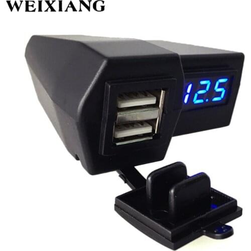 5V 3.1A Motorcycle Dual Power Port USB Charger Charging Adapter with Voltmeter On/Off Switch For Apple iPhone 7 Plus 6S 6 SE 5S