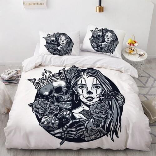 American Duvet Cover Set Bedding Sets Quilt Covers Sets Comforter Case King Queen Full Twin Size 3D Skull Bedclothes