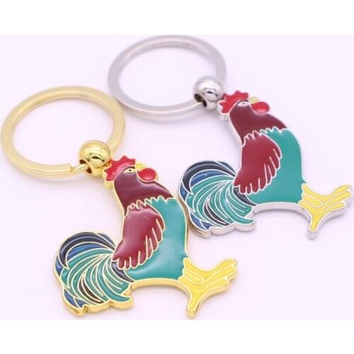 FREE SHIPPING BY DHL 200pcs/lot 2017 Newest Chinese Zodiac Rooster Keychains Metal Cock Keyrings for Promotion Gifts