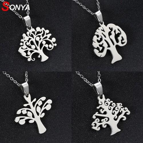 SONYA Stainless Steel Necklace For Women Man Lovers Tree of Life Silver Color Pendant Necklace Engagement Jewelry