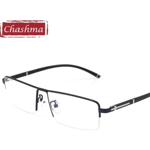 Chashma Brand Alloy Frame Classic Designer Men Semi Rim Eyeglasses Gentlemen Eye Glasses Big Frames for Male 57-17-142