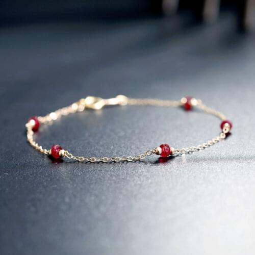 DAIMI 14k Gold Injection Ruby Bracelet Genuine Gemstones Gypsophila Bracelet for Girlfriend