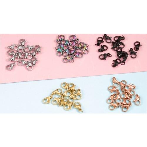 Fnixtar 9/10mm Stainless Steel Gold /Steel Lobster Clasps Hooks End Connectors DIY Jewelry Findings Components 100piece/lot