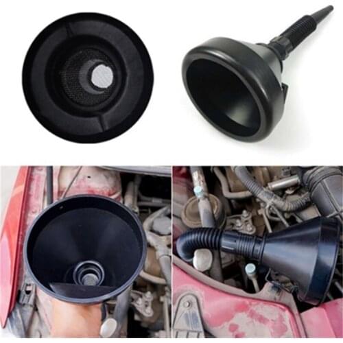 Hot Funnel Spout Black Car Motorcycle Flexible Funnel Spout Mesh Screen Strainer Oil Gas Fuel Engine Oil Coolant Petrol Gasoline