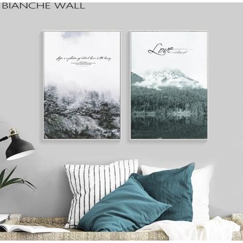 Iceberg Forest Lake Landscape Canvas Motivational Poster Wall Art Print Painting Nordic Style Wall Picture Scandinavian Home Dec
