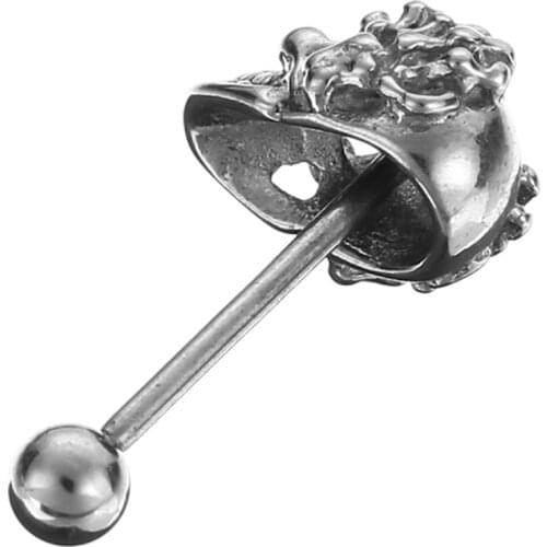 Fake Piercing 1piece Tongue Piercing Surgical Stainless Steel Rings Barbell Skull Jewelry Langue Industrial Bar Pircin