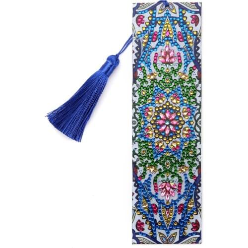 Painting Bookmark DIY Special Shaped Rhinestone Animal Tiger Cat Flowers Mosaic Embroidery Tassel Cross Stitch Marks Diamond