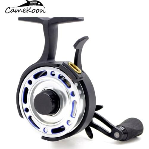 CAMEKOON FI500 Inline Ice Fishing Reel 2.5:1 Gear Ratio 4 Ball Bearings Freefall Left/Right Handed Retrieve Raft Fishing Coil