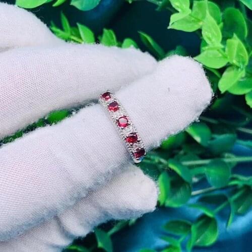 Natural Garnet Ring Glamour Red Gem Jewelry Elegant gemstone adjustable row ring for women Party wedding jewelry gift Bague