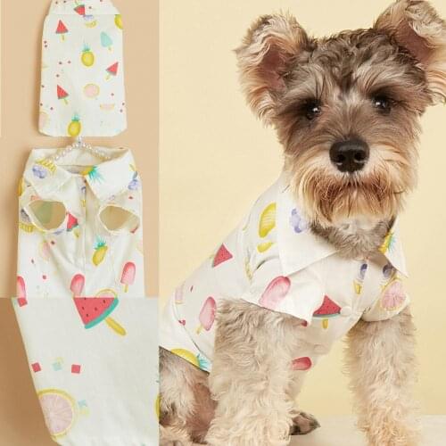 Cool Fashion Puppy Shirt Fruit Printing Two-legged Cotton Turndown Collar Pet T-Shirt Cloth for Summer Dogs Clothes Accessories