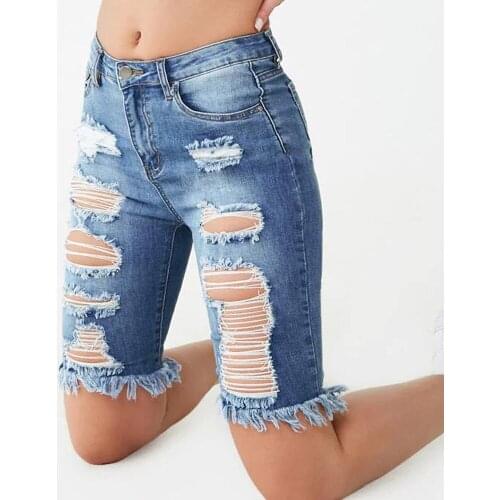 2021 New Summer Woman Denim Shorts High Waist Ripped Jeans Shorts Fashion Sexy Bermuda Shorts Femme S-2XL
