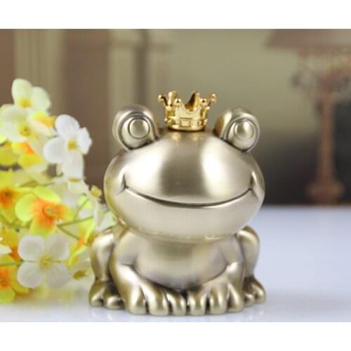 Metal Crown frog money storage box piggy bank kids coin saving box piggy banks Childrens gift home decoration Crafts SNG051