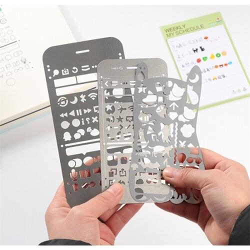 DL Multi-function hand ledger drawing graffiti stainless steel hollow pattern geometric figure design ruler