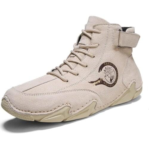 2021 Mens Ankle Boots Handmade Leather Western Boots Classic Fashion Men Motorcycle Boots Outdoor Mens Work Shoes Big Size