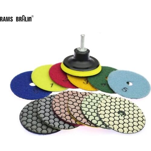 12 pieces 80/100mm Stone Dry Grinding Disc Marble Polishing Pad + 1 piece Holder Nozzle for Drill
