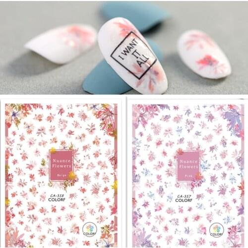 Newest CA-357 358 Nuance flower aesthetic style 3d nail sticker art self adhesive nail decal decoration accessory