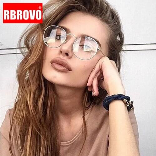 RBROVO Round Glasses Frame for Women Vintage Eyeglasses Women Mirror Glasses Women Anti-blue Light Lentes De Lectura Hombre