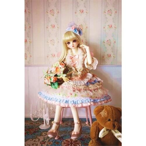 BJD doll clothes suitable for 1/3 1/4 1/6 size doll vintage cake palace "bee queen" dress 4 piece doll accessories