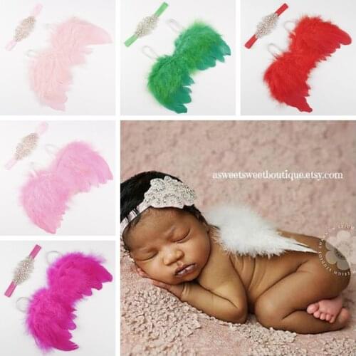 Toddler Baby Angel Feather Wings with Lace Wide Headband Infant Photography Accessories Halloween Decoration Holiday Gifts