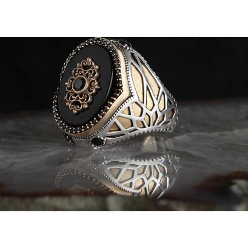 Onyx Gemstone 925 Sterling Mens Silver Ring