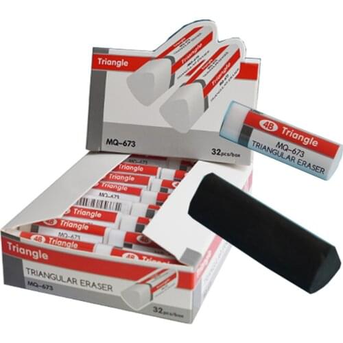 Wholesale 32pcs Triangle PVC 4B Eraser Black & White Office School Drawing Pencil Erasers Stationery Supplies