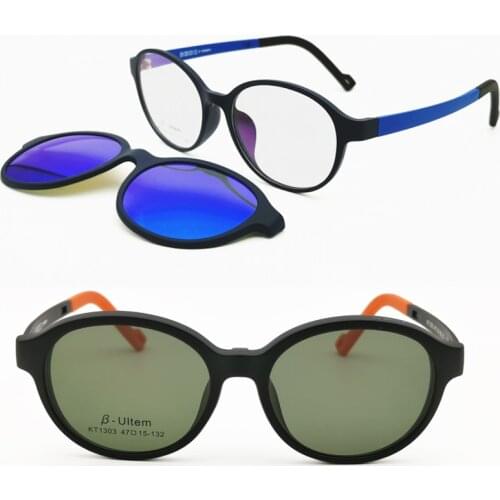 Original design 1303 ULTEM rectro prescription glasses with megnatic clipping on polarized lenses handy eyewear for teenagers