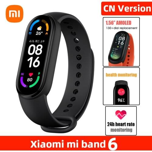 Original Xiaomi Mi Band 6 Sport Wristband Sleep Heart Rate Fitness Tracker Bluetooth 1.56" AMOLED Waterproof Smart Band Bracelet
