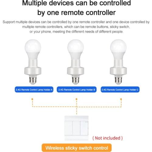 2.4G Smart Light Socket E27 Lamp Holder Protocol EWeLink APP Work With 2.4G Gateway & 2.4G Smart Switch 4 Channel Remote Control